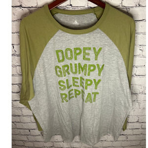 Unisex Disney Dopey Grumpy Sleepy Repeat 2XL XXL Baseball Tee